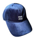 Miu Miu Embroider Logo Velvet Baseball Cap Blue
