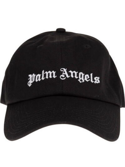 Men's Palm Angels Logo Embroidered Corduroy Baseball Black Cap