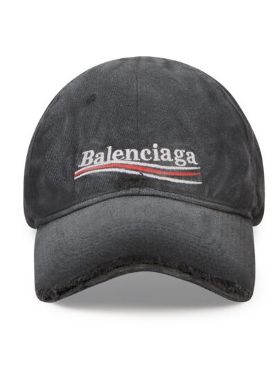 Balenciaga Distressed Political Campaign Black Cap