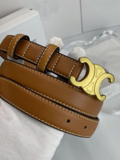 Celine Medium Triomphe in Smooth Calfskin Brown Leather Belt