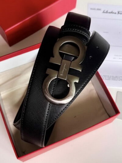 Salvatore Ferragamo Men's Black Leather Belt Size 32-38 inches