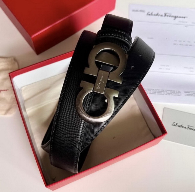 Salvatore Ferragamo Men's Black Leather Belt Size 32-38 inches