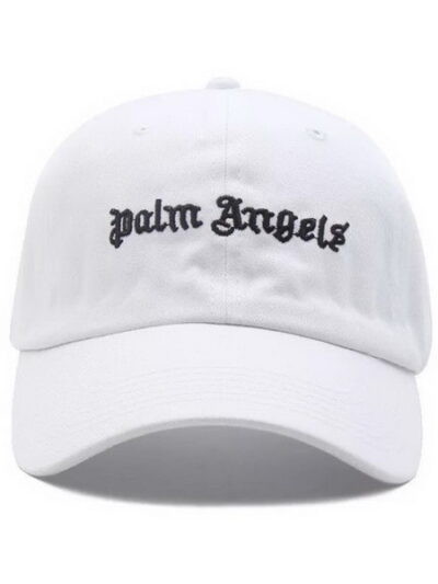 Men's Palm Angels Logo Embroidered Corduroy Baseball White Cap