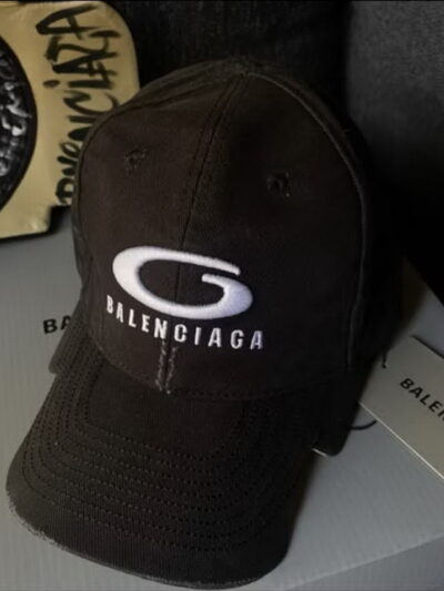 Balenciaga Logo Embroidered Mens Loop Sports Icon Cap in Black