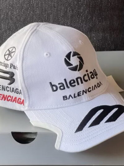 Balenciaga Logo Embroidered Mens sports Artwork White Cap