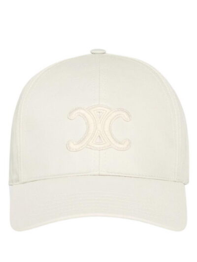 Celine Triomphe Patch Baseball ECRU Cap in Cotton