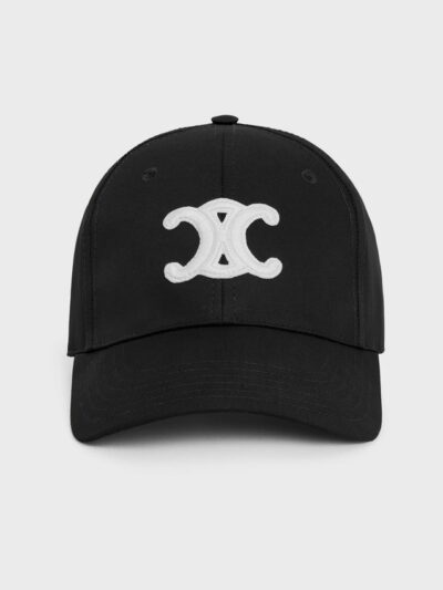 Celine Triomphe Patch Baseball Cap in Cotton Black