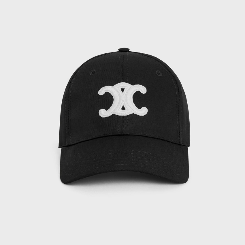 Celine Triomphe Patch Baseball Cap in Cotton Black