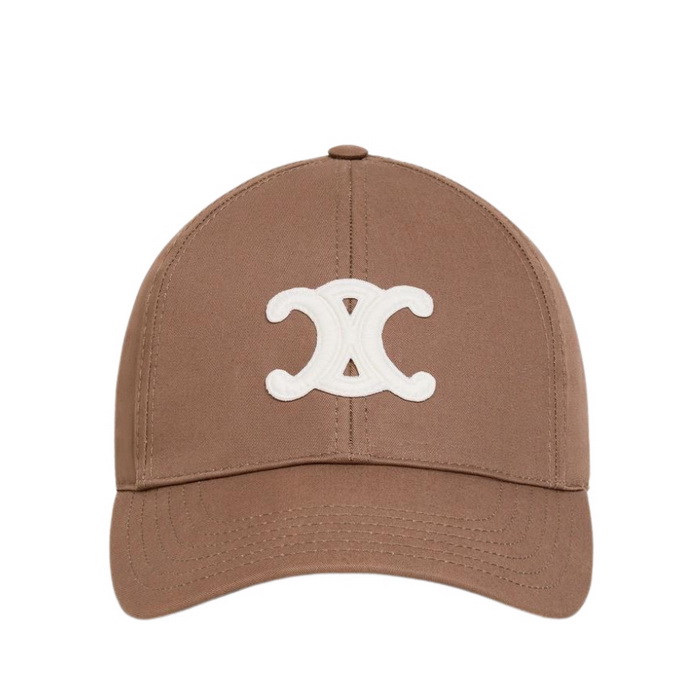 Celine Triomphe Patch Baseball Brown Cap in Cotton