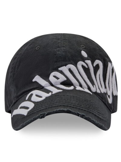 Balenciaga Diagonal Cap in Black White Logo Embroidered