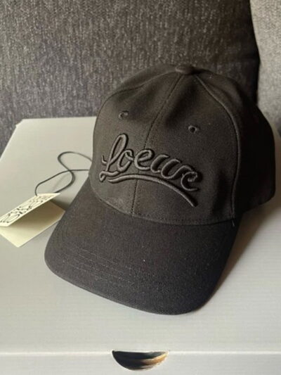 Loewe Embroidery Black Baseball Cap in Canvas