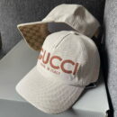 Gucci GG Made in Italy Print Beige Canvas Baseball Caps