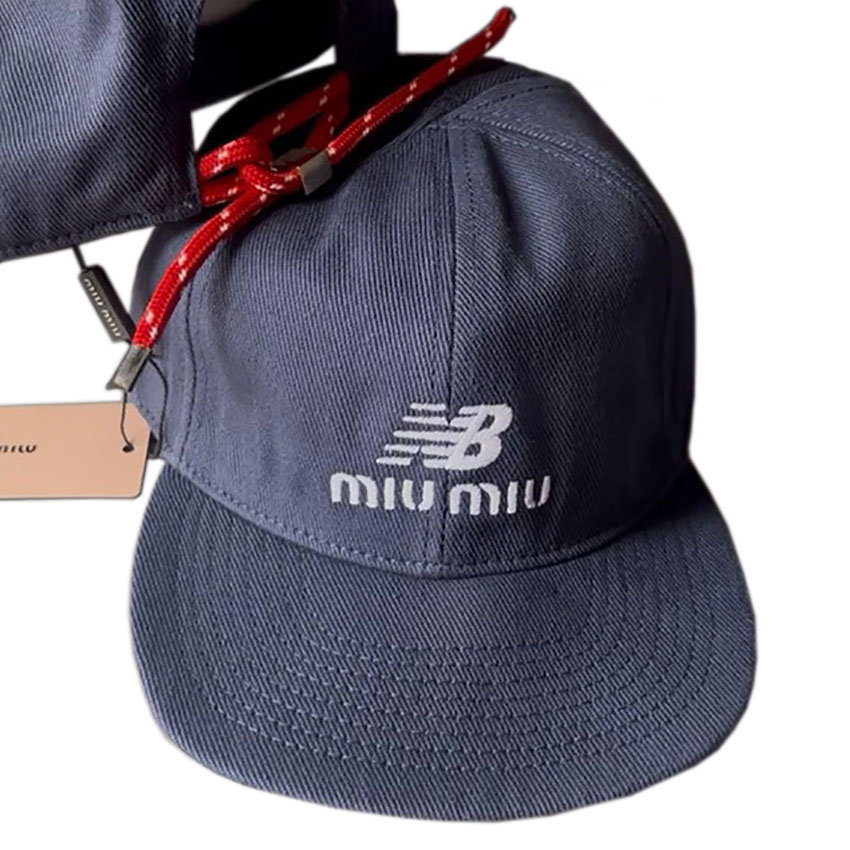 Miu Miu Embroidered logo Navy Baseball Cap