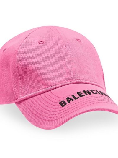 Balenciaga Men's Logo Visor Cotton Cap Pink and Black