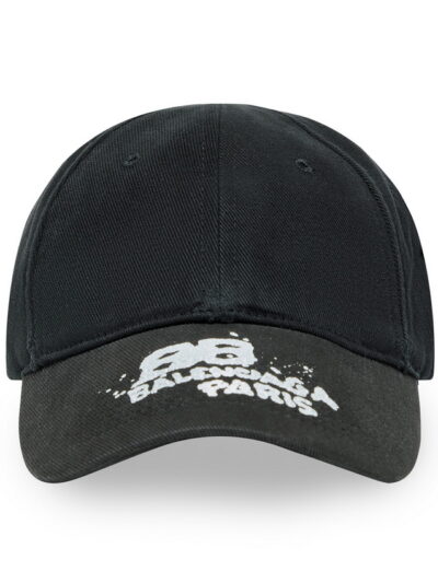 Balenciaga Hand-Drawn BB Paris Icon Baseball Cap Black