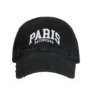 Balenciaga Paris Embroidered Logo Baseball Cap in Black/White