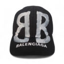 Balenciaga Mens BB Sprayed Cotton Drill Black Baseball Cap