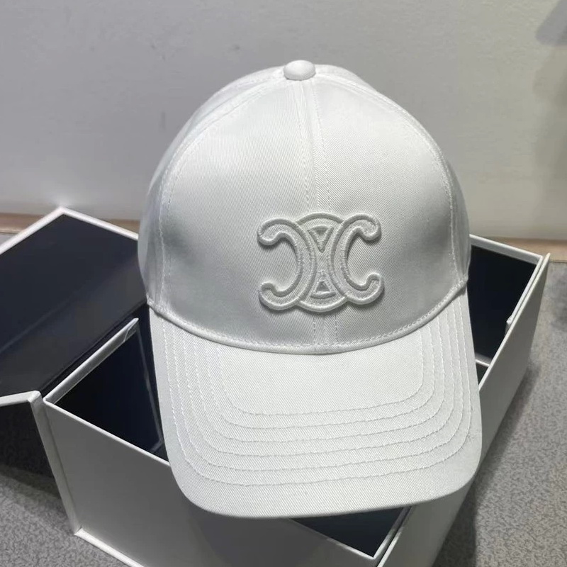 Celine Triomphe Patch Baseball Cap In Cotton White