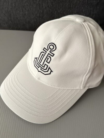 Celine Anchor White Baseball Cap in Washed Cotton