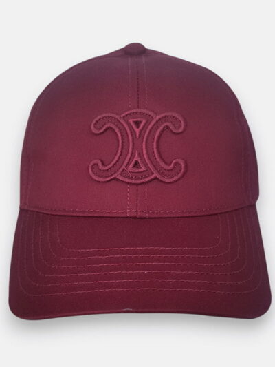 Celine Triomphe Patch Baseball Cap in Cotton Maroon