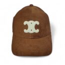 Celine Triomphe Patch Corduroy Brown Baseball Cap