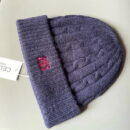 Celine Triomphe Logo Knit Wool Beanie Navy Hat