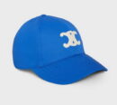 Celine Mens Triomphe Baseball Cap In Cotton Blue