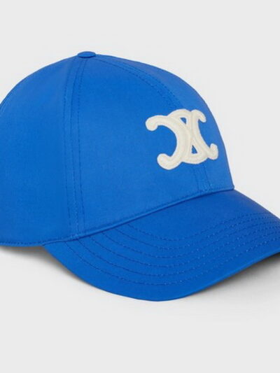 Celine Mens Triomphe Baseball Cap In Cotton Blue