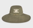 Celine Cotton Walking Hat Triomphe Patch in Khaki