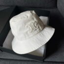 Celine Logo Triomphe Gabardine White Bucket Hat