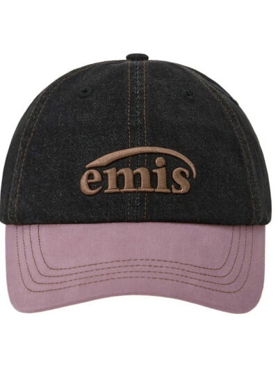 Emis Washed Denim Baseball Cap Black Denim /Pink