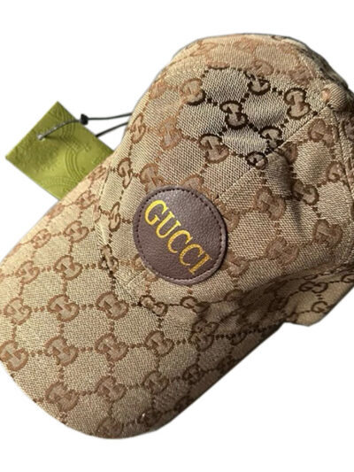 Gucci GG Canvas Baseball Cap In Brown Leather