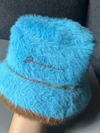 Jacquemus Logo Embroidery Blue/Brown Bucket Hat