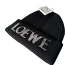 Loewe Logo Embroidery Beanie in Wool Black Hat