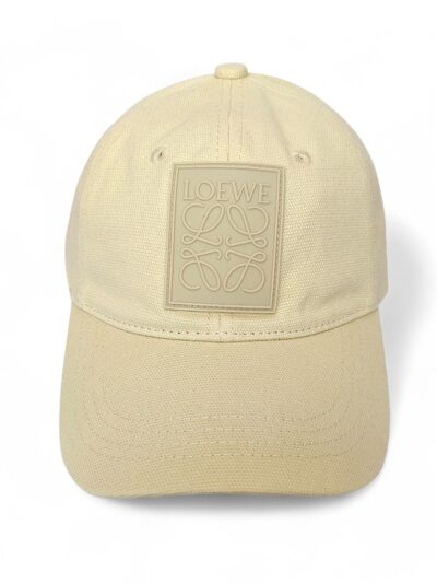 Loewe Mens Patch Baseball Cap in Canvas Vanilla