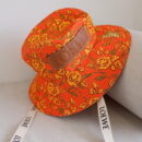 LOEWE Paula's Ibiza Leather-Appliqued Printed Canvas Bucket Hat Orange