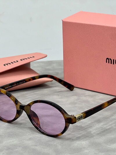 Miu Miu Oval Shape Honey Tortoiseshell Sunglasses MES004