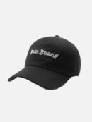 Men's Palm Angels Logo Embroidered Corduroy Baseball Black Cap