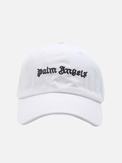 Men's Palm Angels Logo Embroidered Corduroy Baseball White Cap