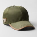 Prada Re-Nylon Leather Baseball Cap in Green