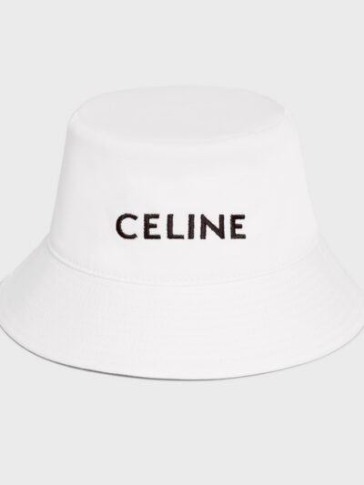 Celine Embroidered Bucket Hat Gabardine White