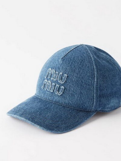 Miu Miu Logo Embroidered Denim Baseball Cap