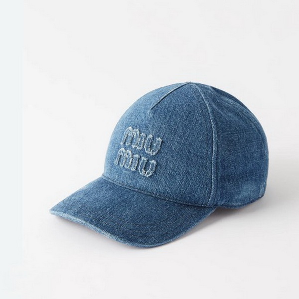 Miu Miu Logo Embroidered Denim Baseball Cap