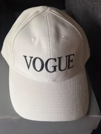 Balenciaga Vogue Logo Embroidered Baseball Cap White