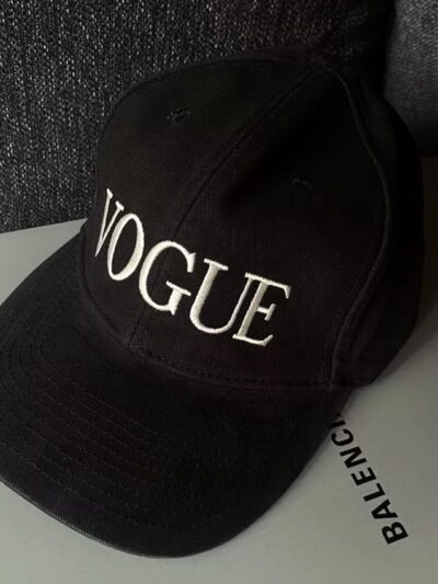 Balenciaga Vogue Logo Embroidered Baseball Cap Black
