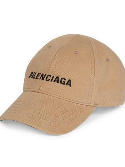 Men's Balenciaga Embroidered Logo Baseball Cap Hat Brown