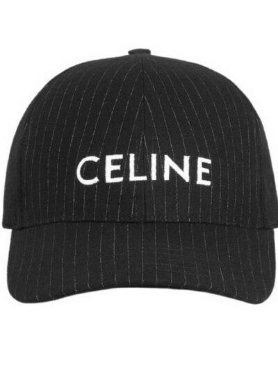 Celine Baseball Cap In Striped Flannel Noir-Craie