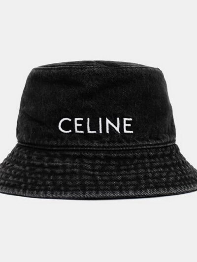 Celine Embroidered Womens Bucket Denim Black Hats