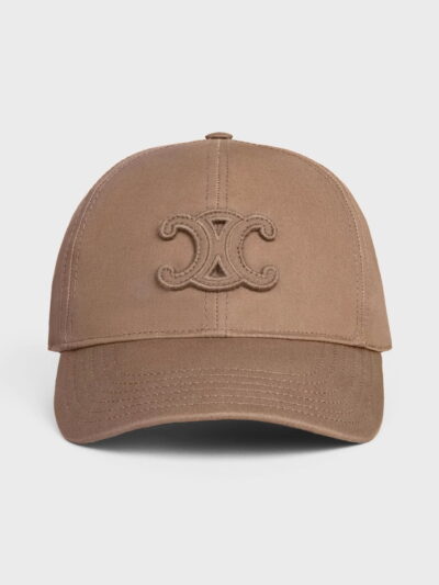 Celine Triomphe Patch Baseball Cap in Cotton Brown