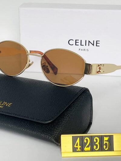 Celine Oval Frame Triomphe Metal Gold Tone Sunglasses CLS004